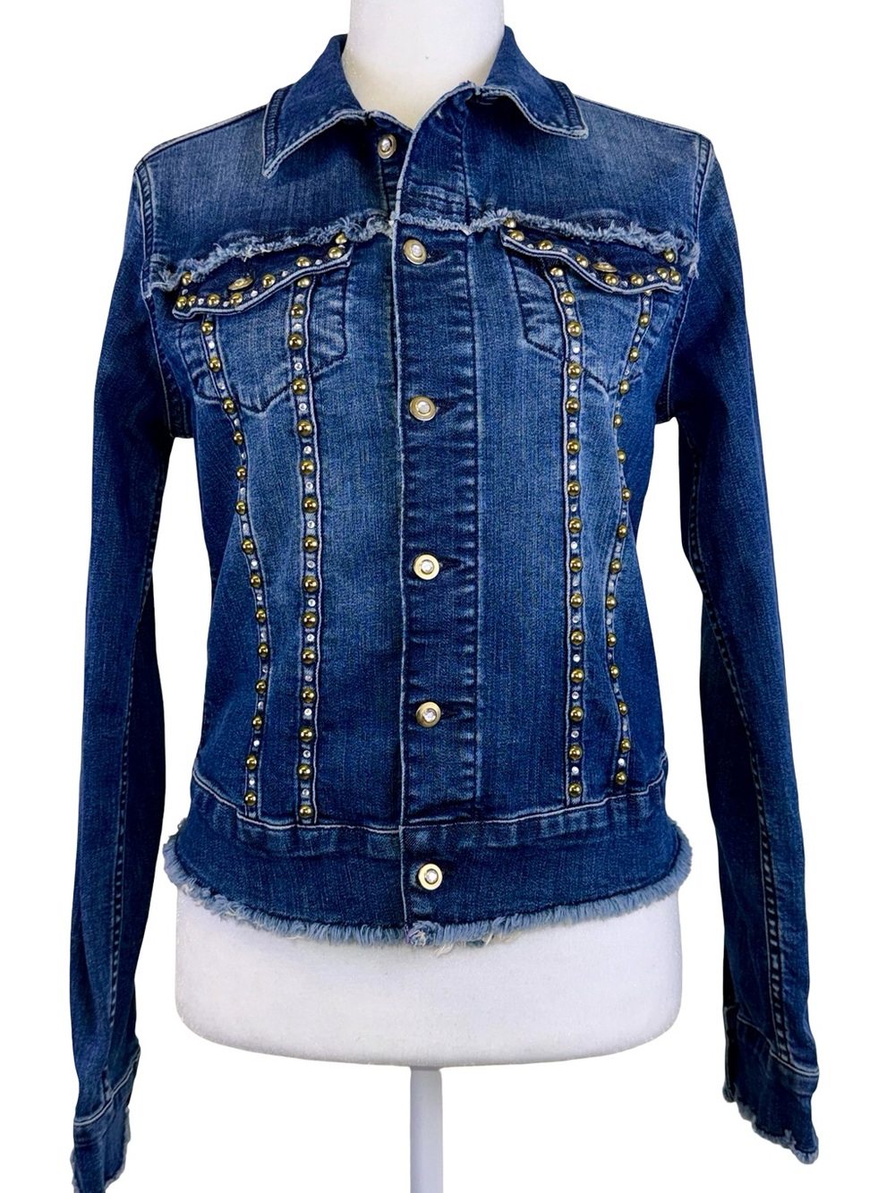 GIZIA EMBELLISHED BLUE DENIM JACKET